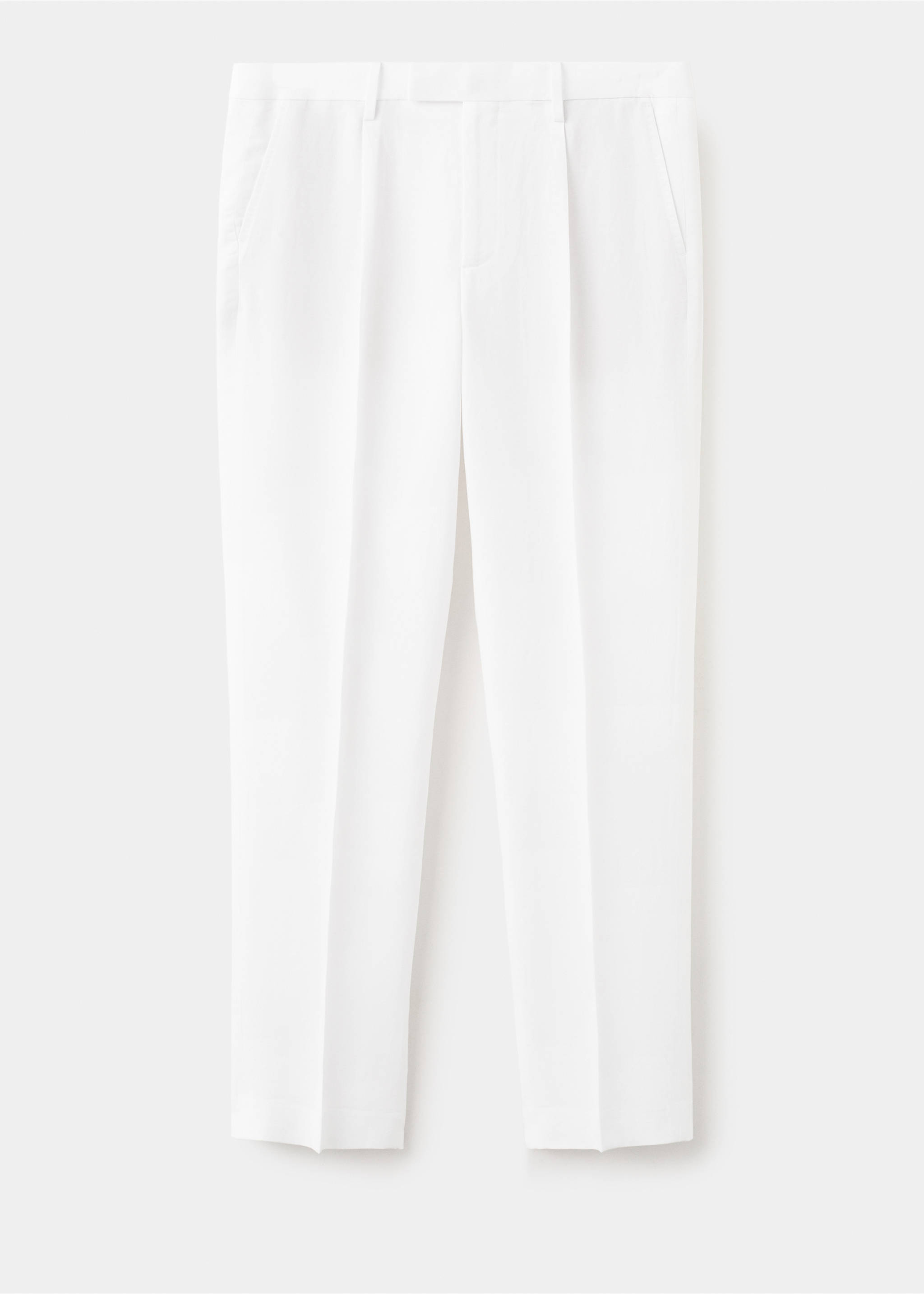 Lyocell-linen blend slim fit suit trousers - Article without model, White. Ref: 37061358-00.