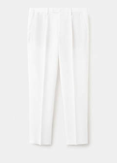 Lyocell-linen blend slim fit suit trousers — White 7
