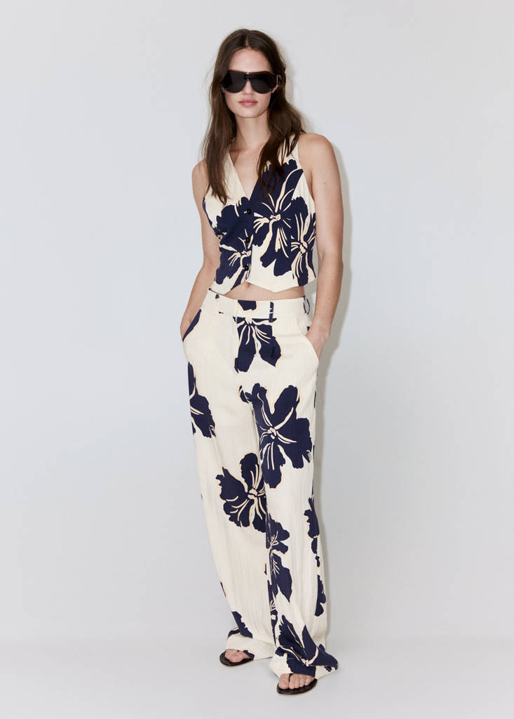 Floral print lyocell straight-leg trousers — Off White