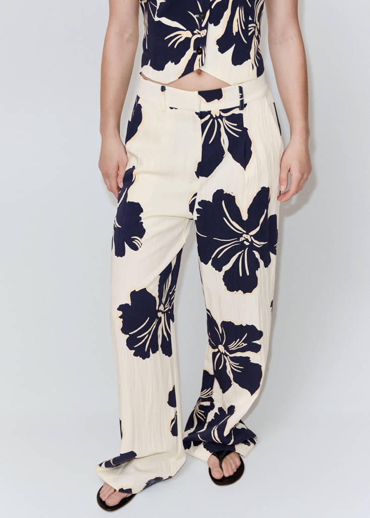 Floral print lyocell straight-leg trousers — Off White