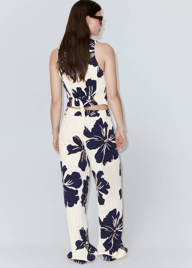Floral print lyocell straight-leg trousers — Off White