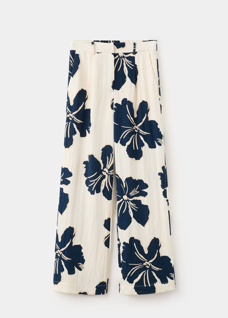 Floral print lyocell straight-leg trousers — Off White