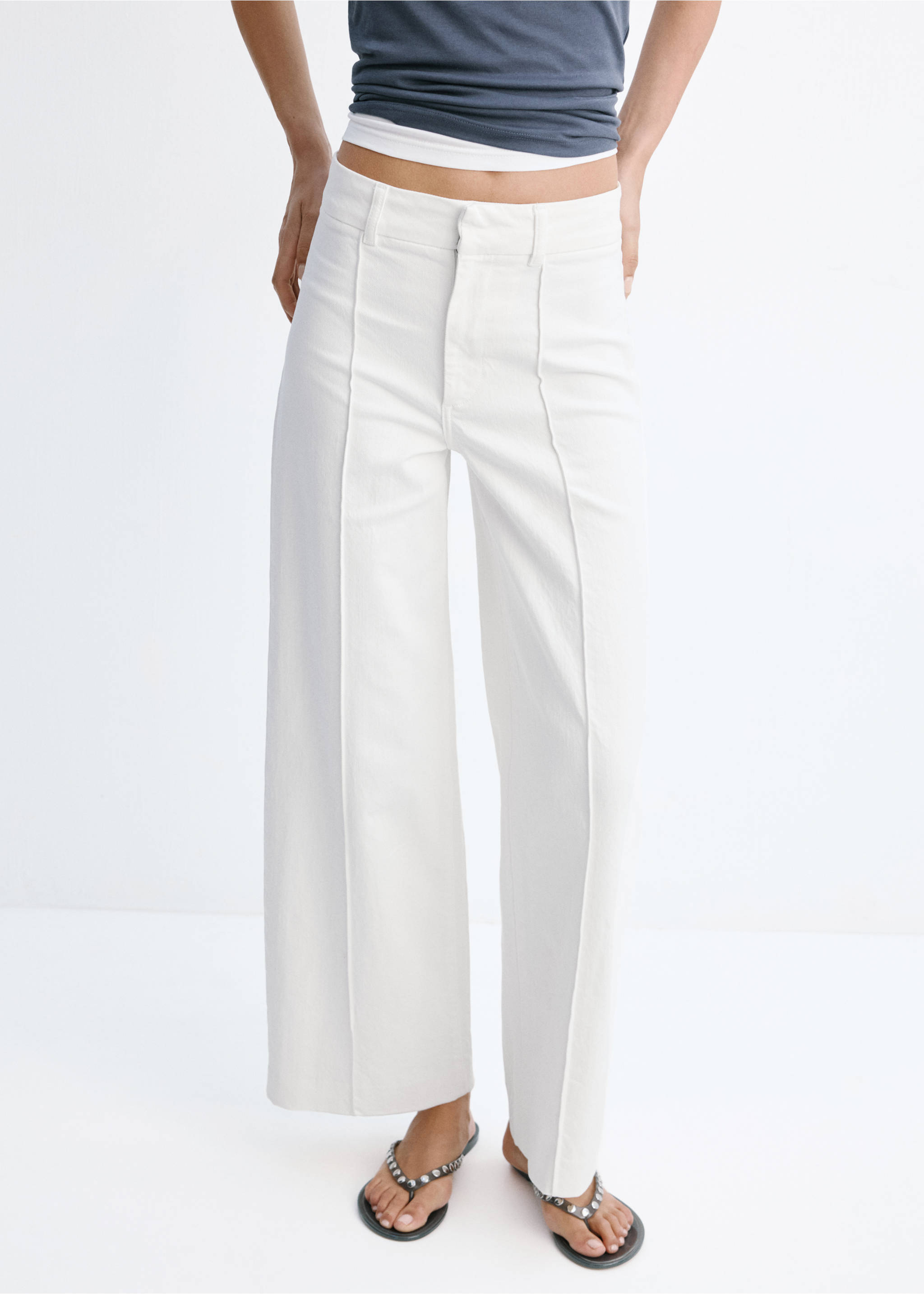 High-waisted wideleg jeans - Medium plane, White. Ref: 37061362-00.