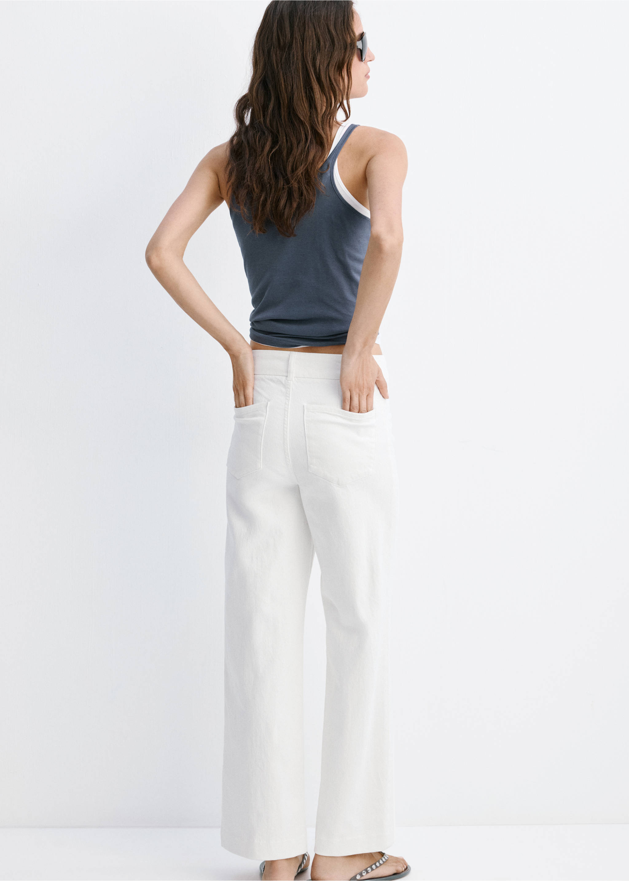 High-waisted wideleg jeans - Reverse of the article, White. Ref: 37061362-00.