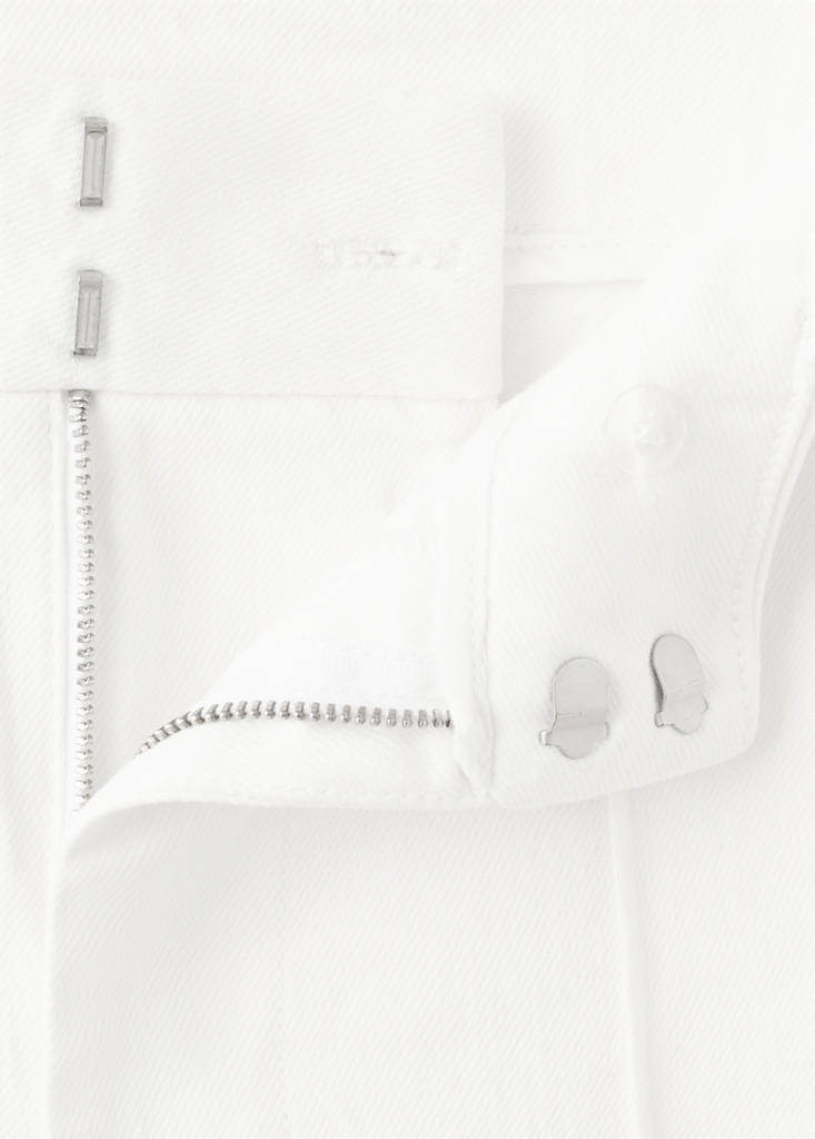 High-waisted wide leg jeans with stitching — White