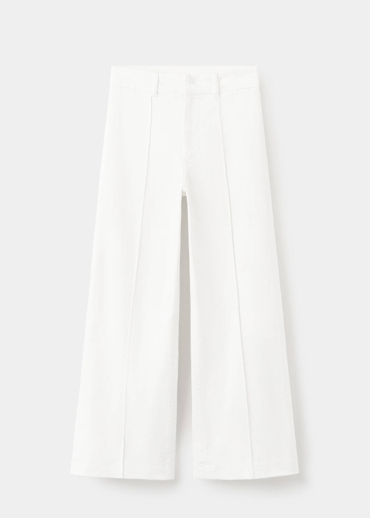 High-waisted wide leg jeans with stitching — White