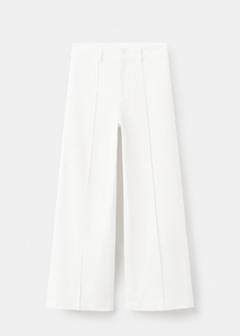 High-waisted wide leg jeans with stitching — White 9