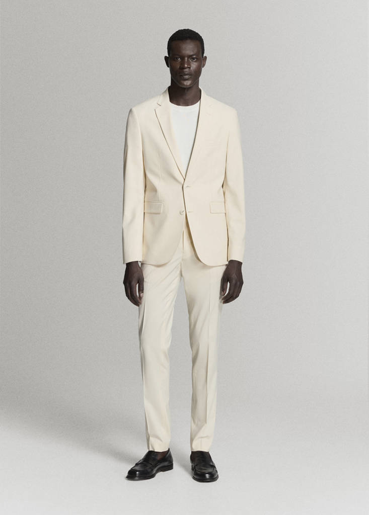 Super slim-fit suit jacket in stretch fabric — Ecru
