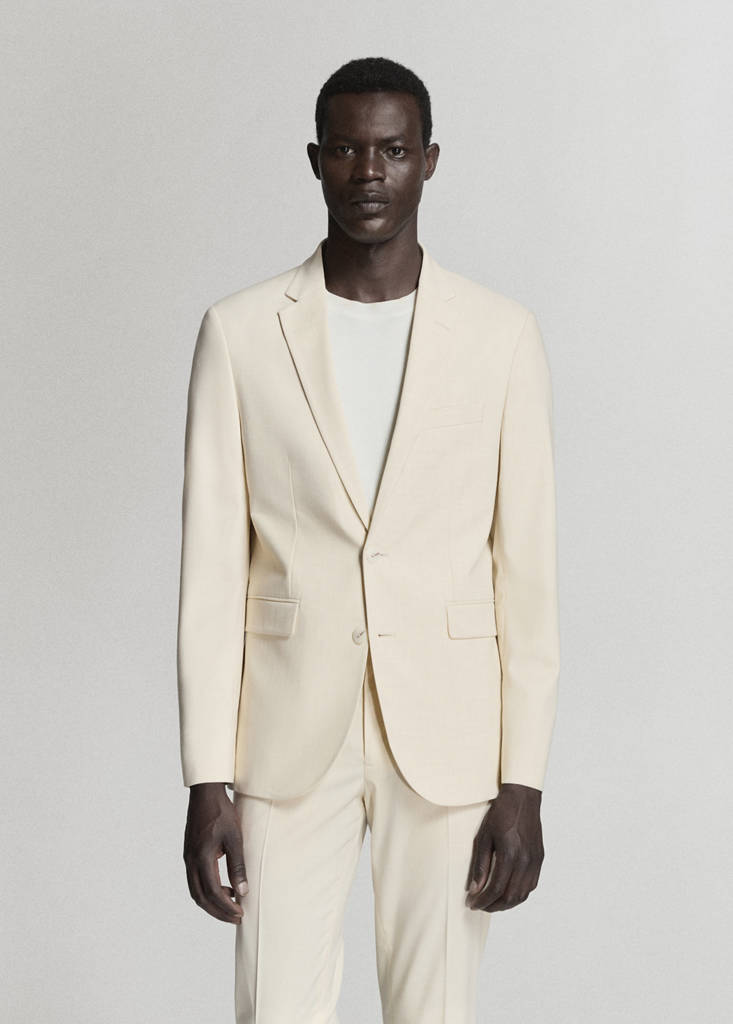 Super slim-fit suit jacket in stretch fabric — Ecru