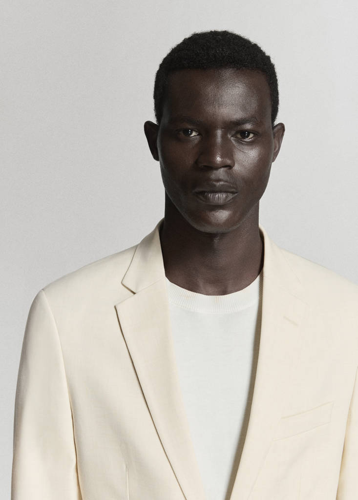 Super slim-fit suit jacket in stretch fabric — Ecru