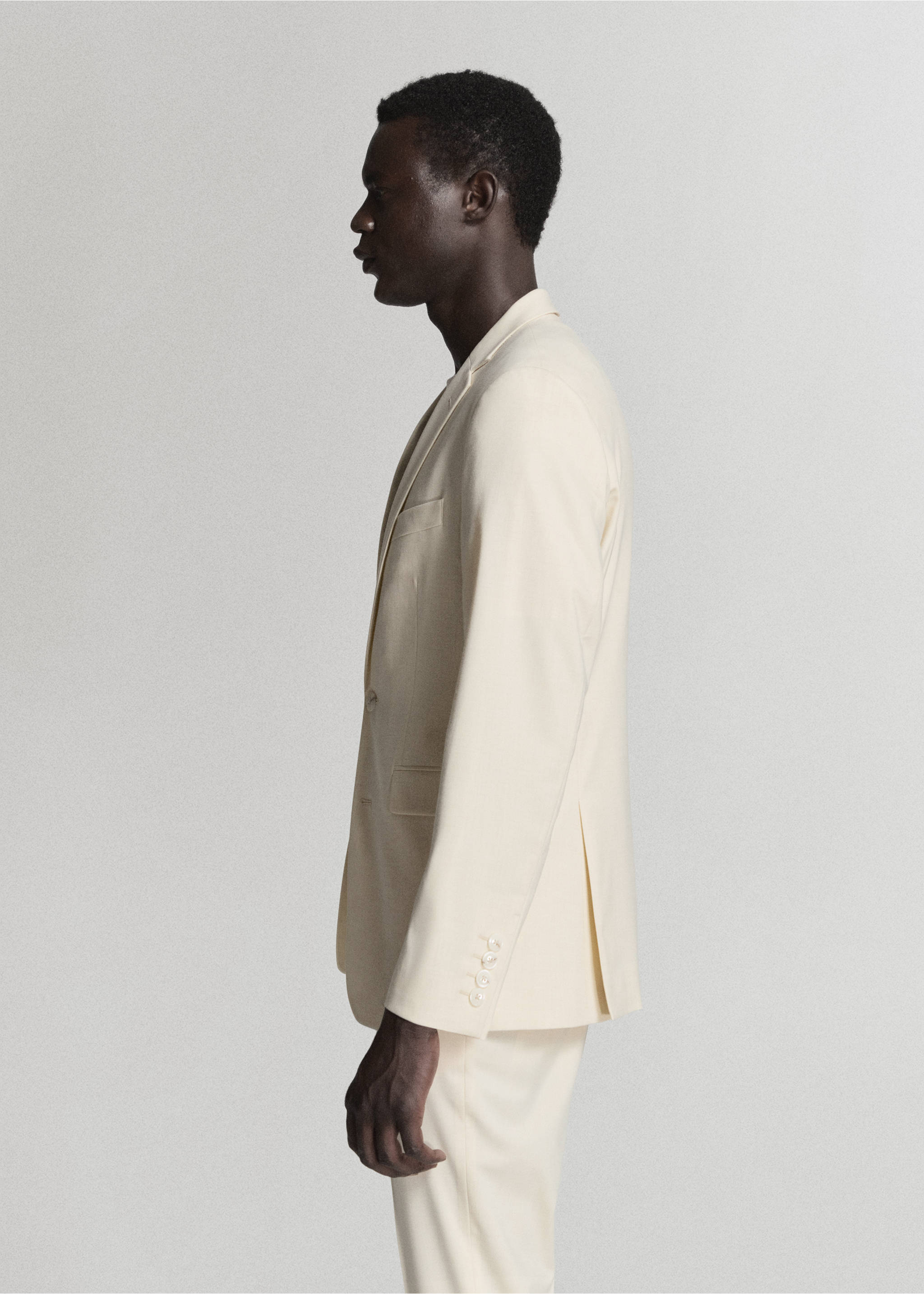 Super slim-fit suit jacket in stretch fabric - Details of the article 2, Ecru. Ref: 37061364-00.