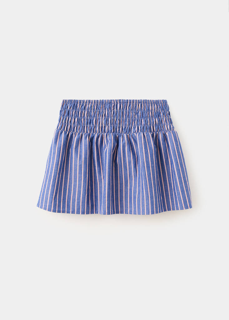 Striped cotton skirt — Blue