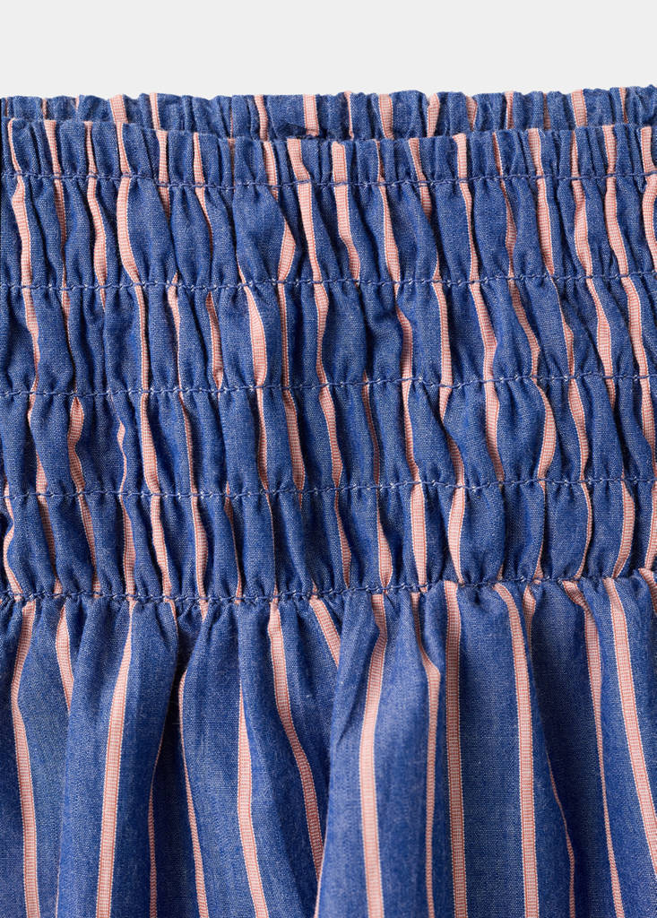 Striped cotton skirt — Blue