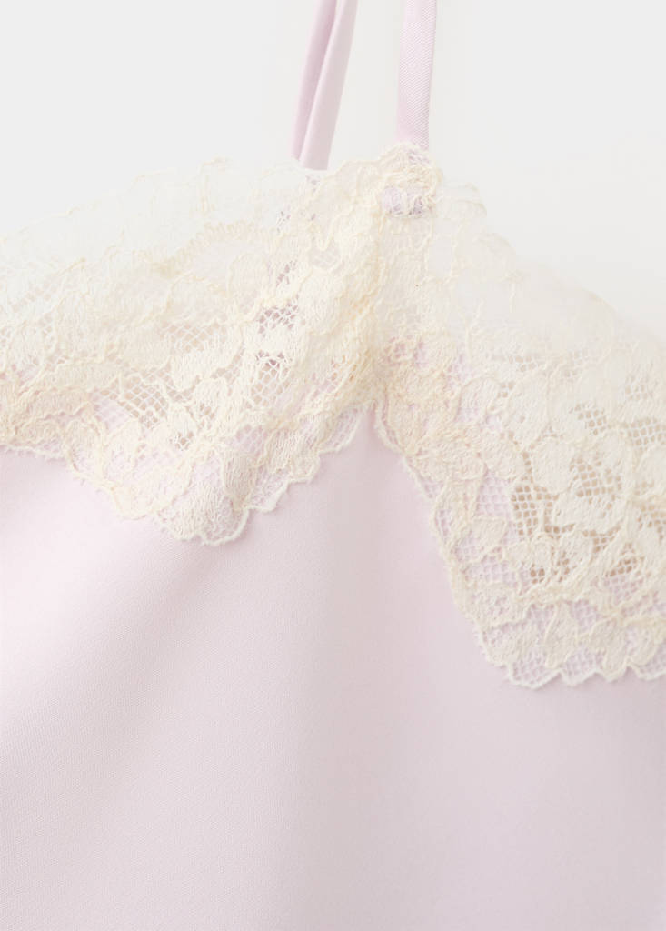 Lace detail satin top — Light/Pastel Purple