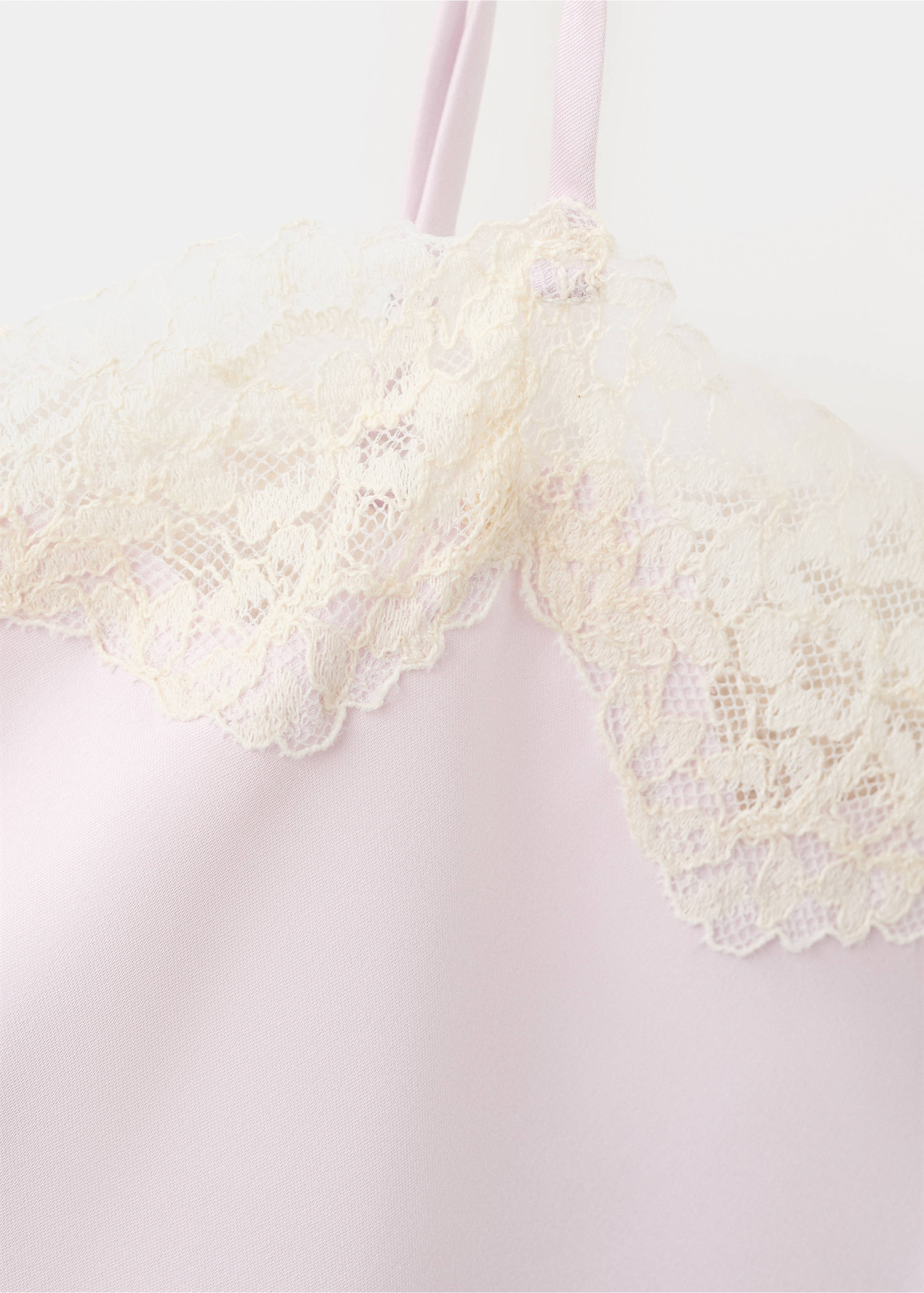 Lace detail satin top - Details of the article 8, Light/Pastel Purple. Ref: 37061367-00.