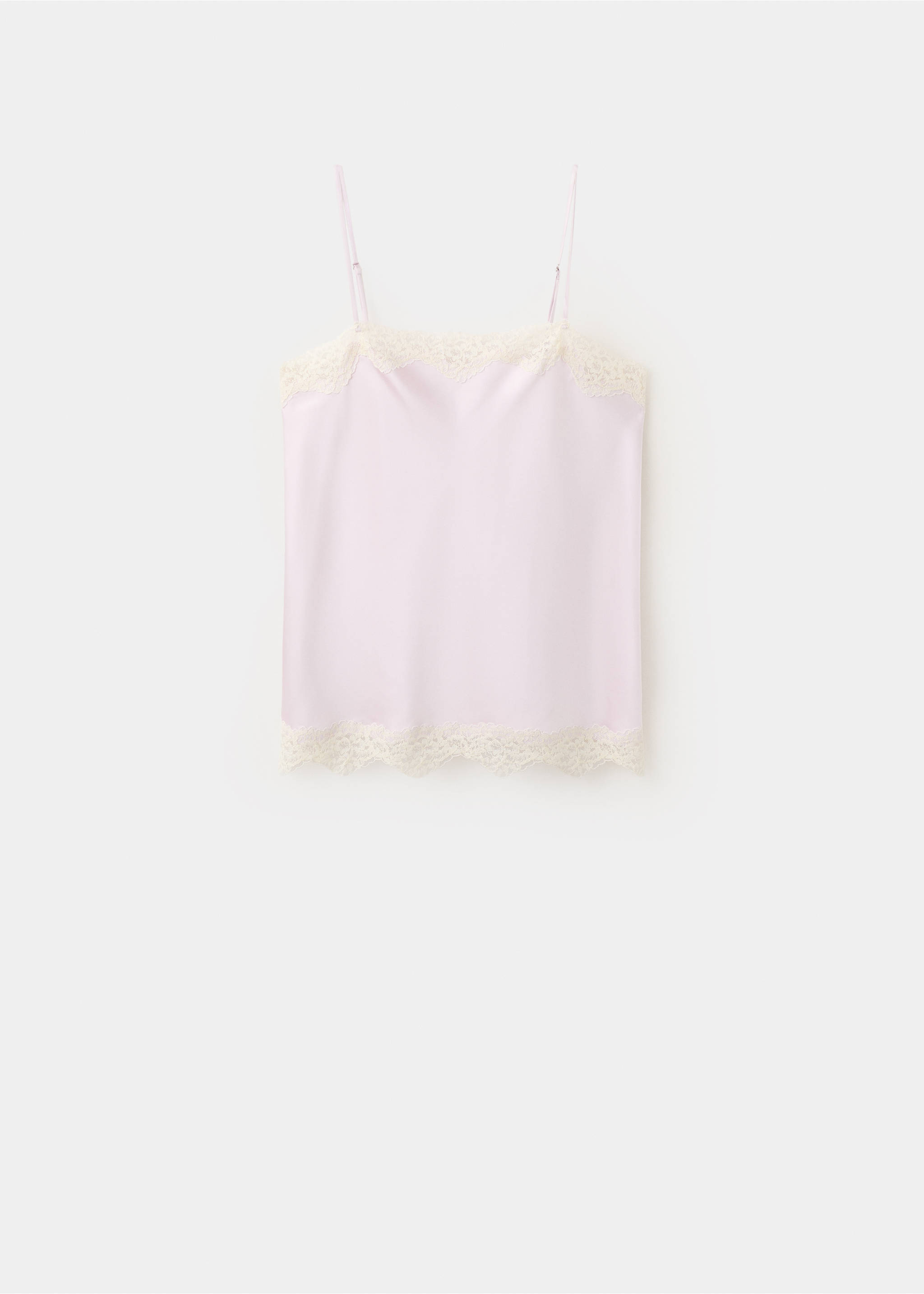 Lace detail satin top - Article without model, Light/Pastel Purple. Ref: 37061367-00.
