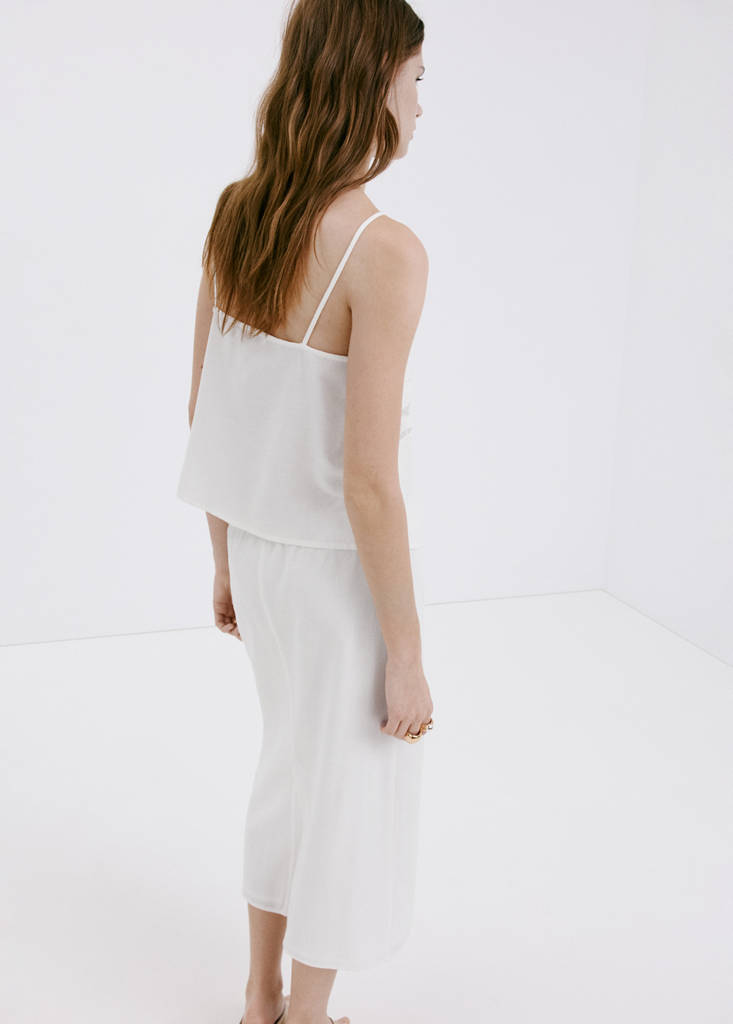 Floral detail strappy top — White