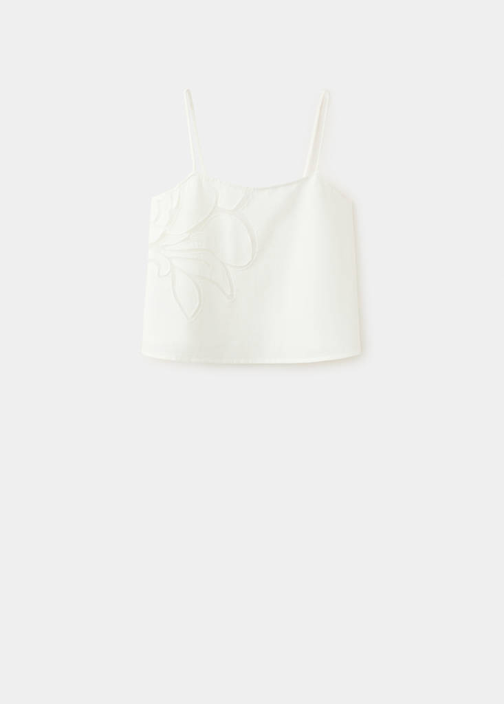 Floral detail strappy top — White