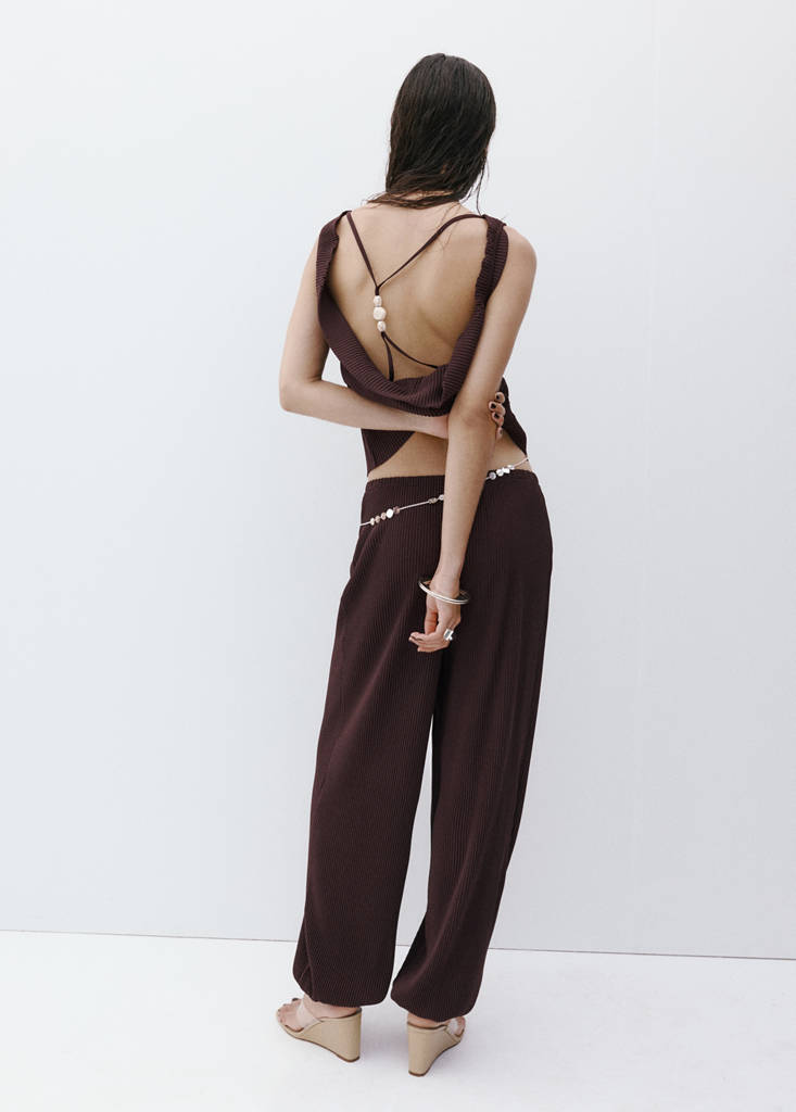 Textured harem pants — Chocolate