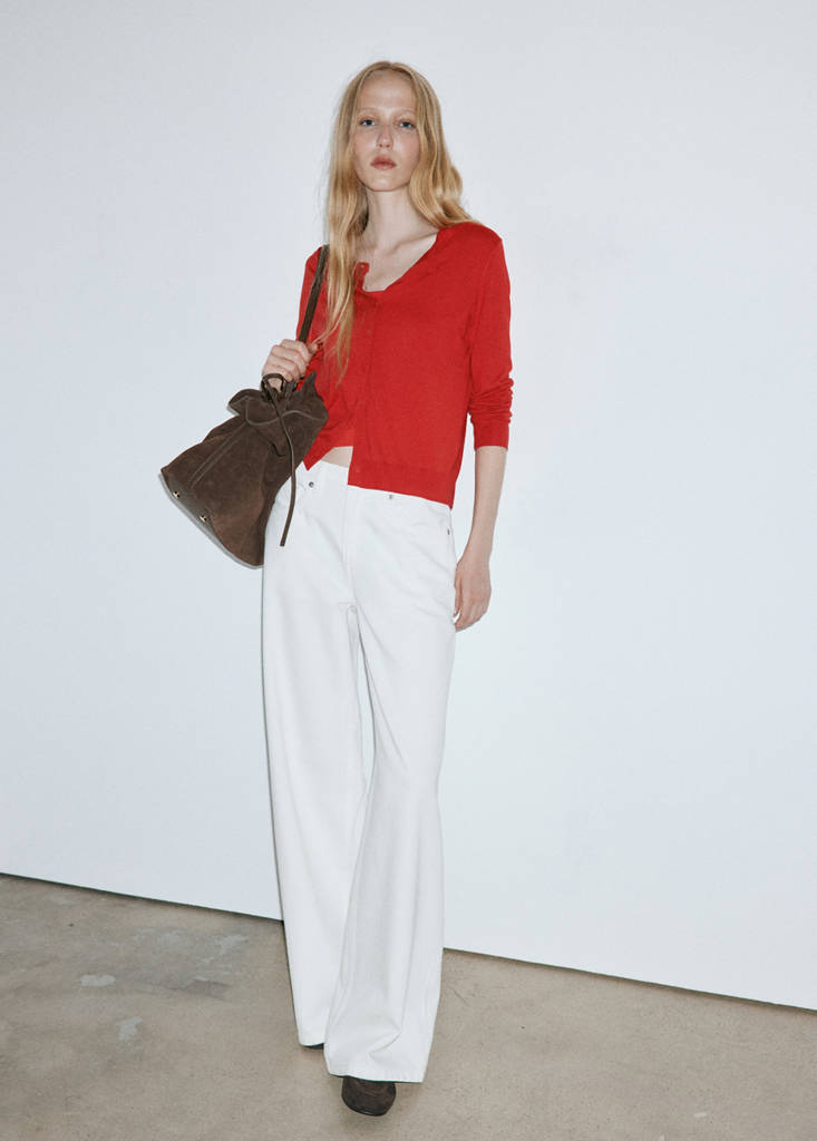 Wide leg mid-rise jeans — White