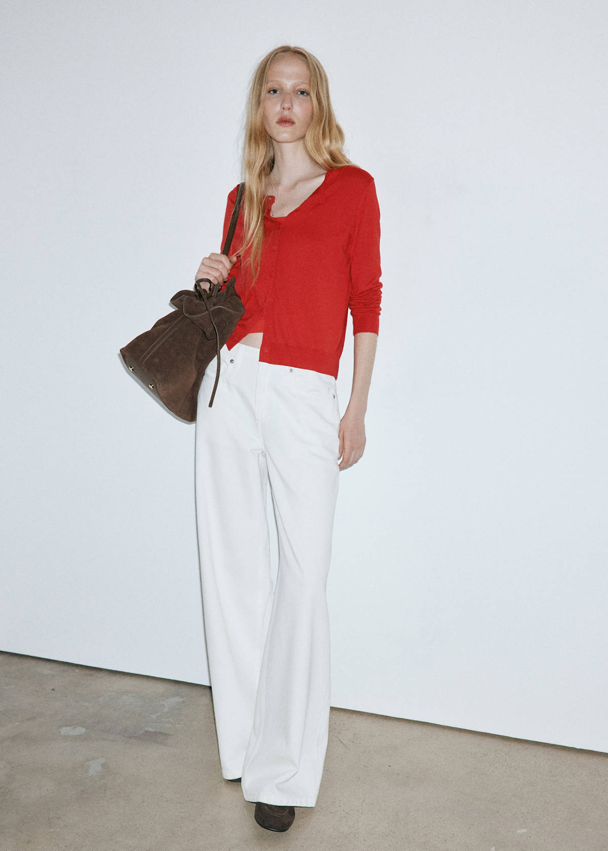 Wide leg mid-rise jeans — White