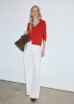 Wide leg mid-rise jeans — White 1