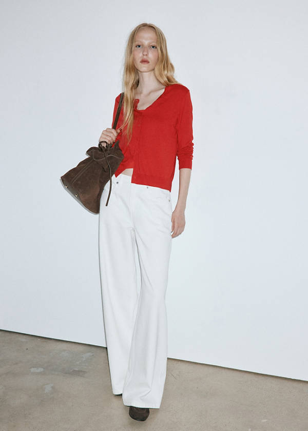Wide leg mid-rise jeans — White