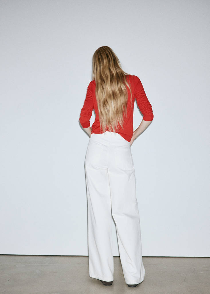 Wide leg mid-rise jeans — White