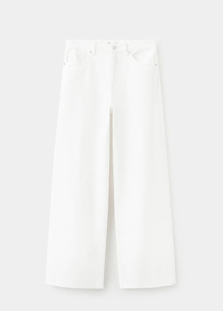 Wide leg mid-rise jeans — White
