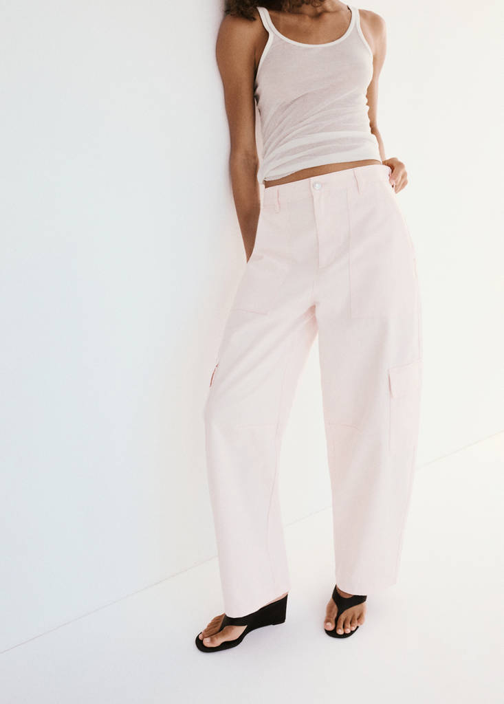 Pocket cargo jeans — Pastel Pink