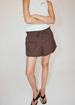 Straight shorts with ruched waist — Purple 1