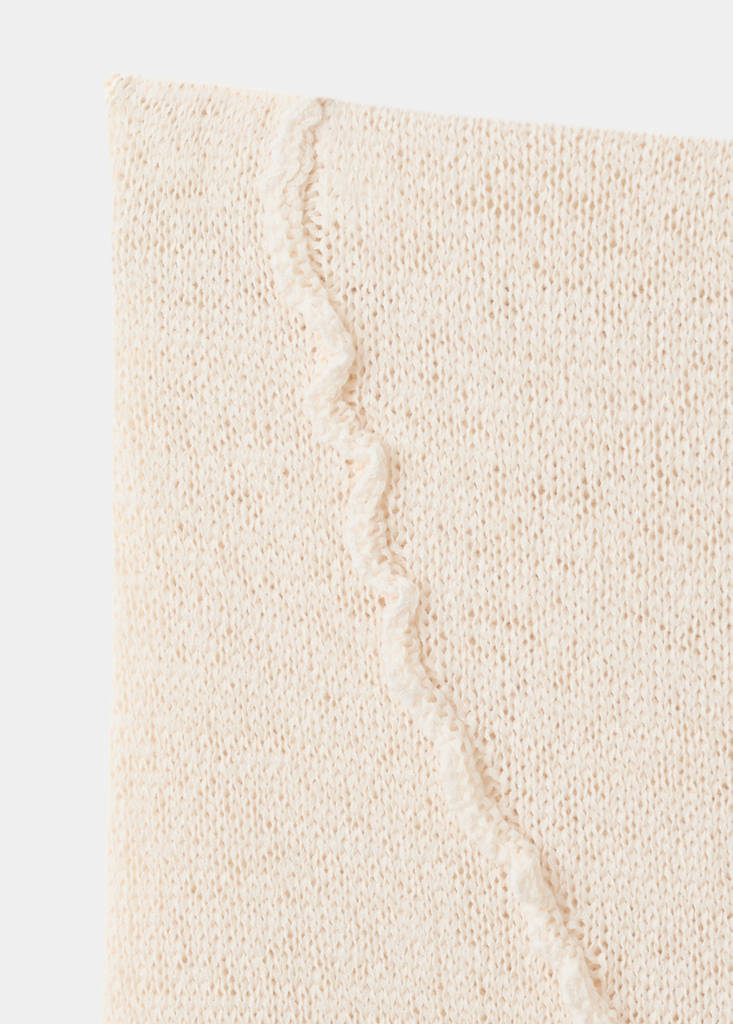 Ribbed skirt with wavy stitching details — Sand