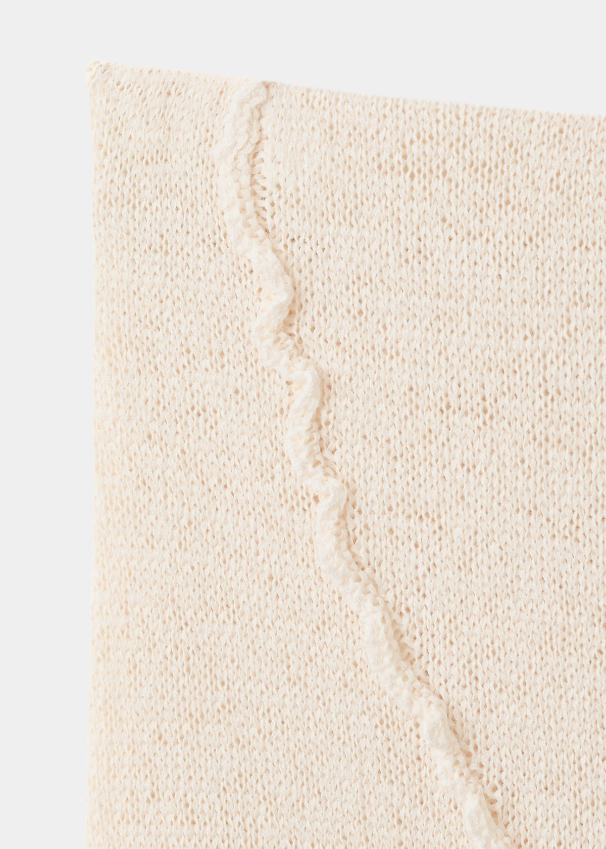 Ribbed skirt with wavy stitching details — Sand