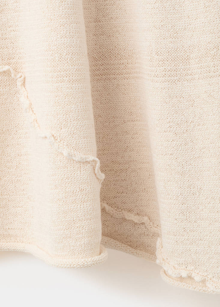 Ribbed skirt with wavy stitching details — Sand