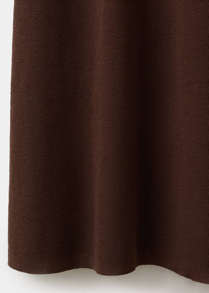Knitted V-neck dress with bead embellishments — Chocolate