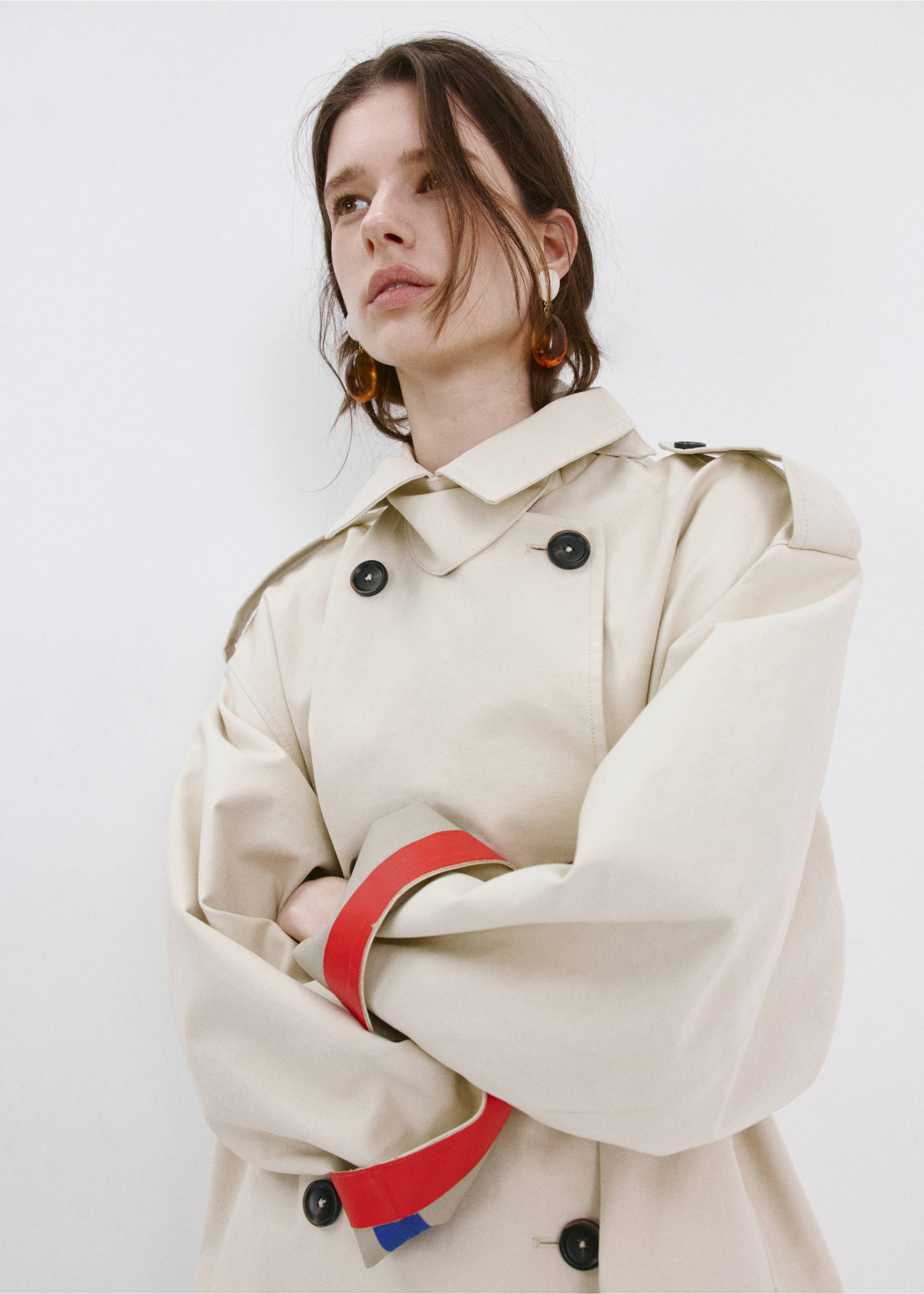 Mixed pendant earrings - General plane, Brown. Ref: 37061382-00.