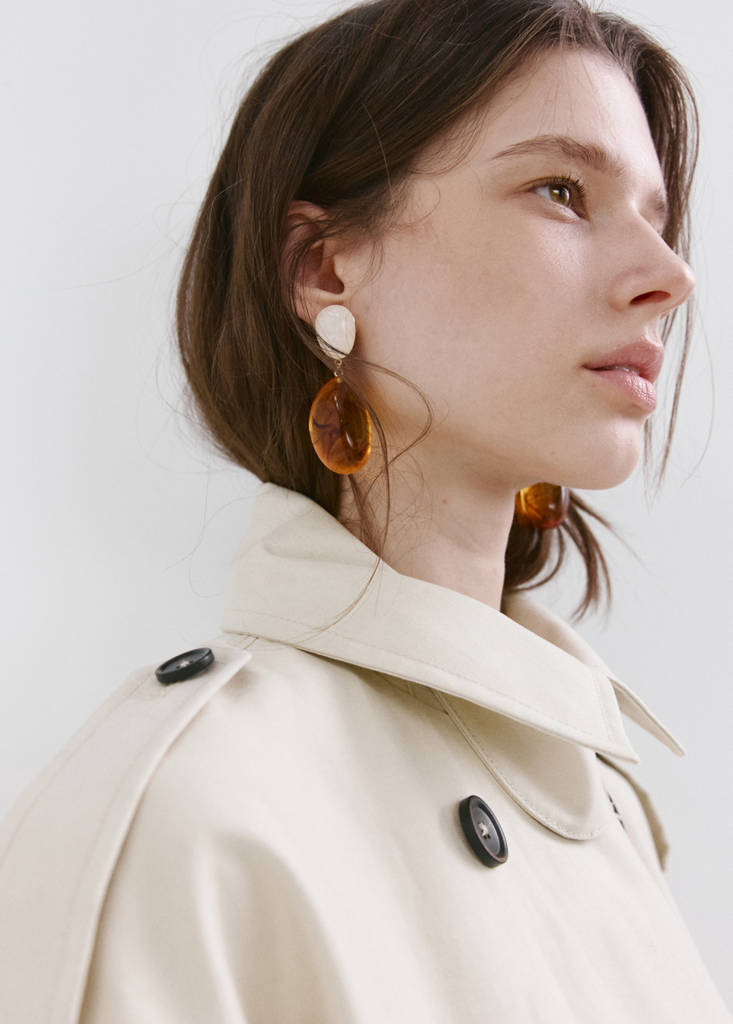 Mixed pendant earrings — Brown