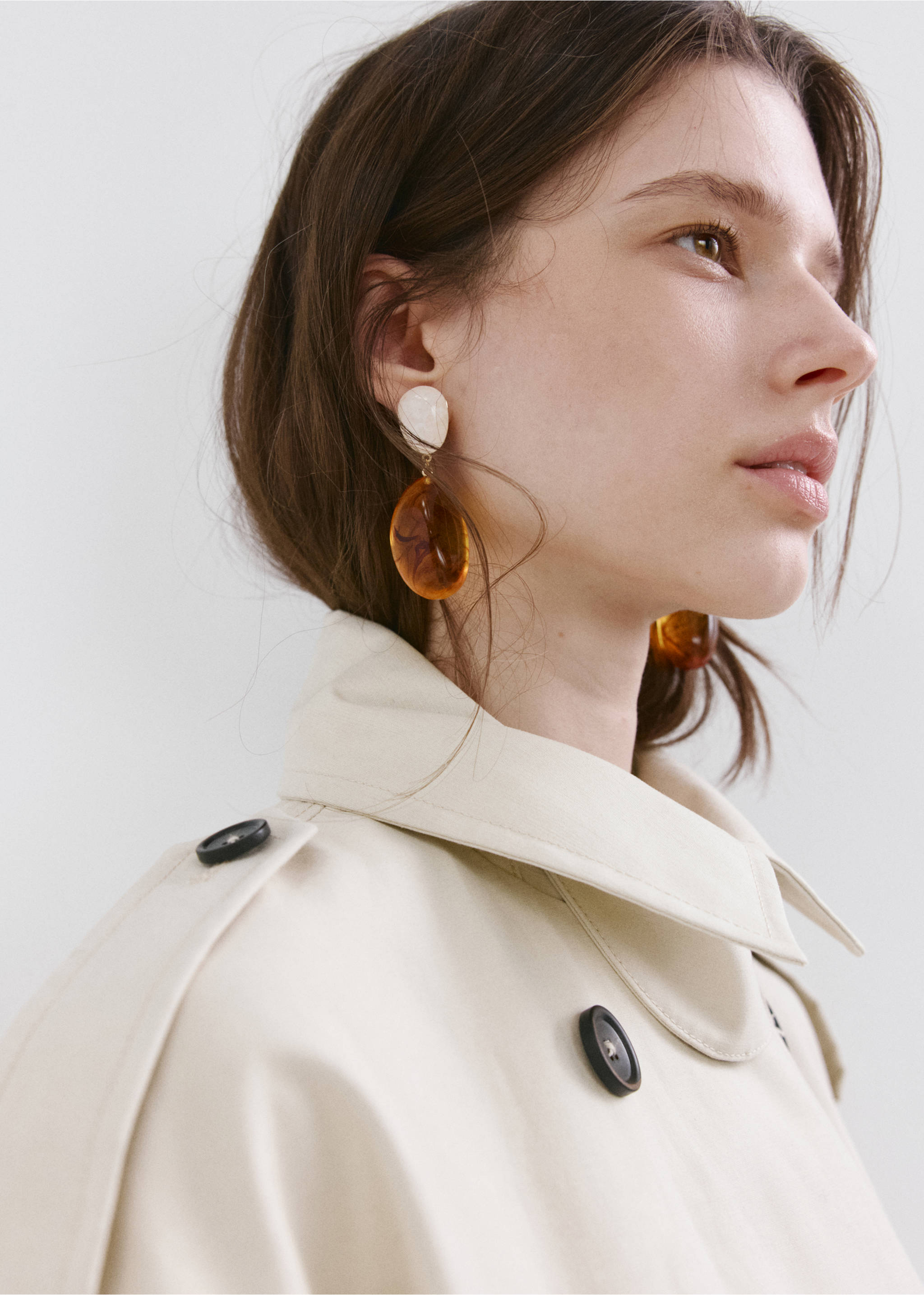 Mixed pendant earrings - Details of the article 9, Brown. Ref: 37061382-00.