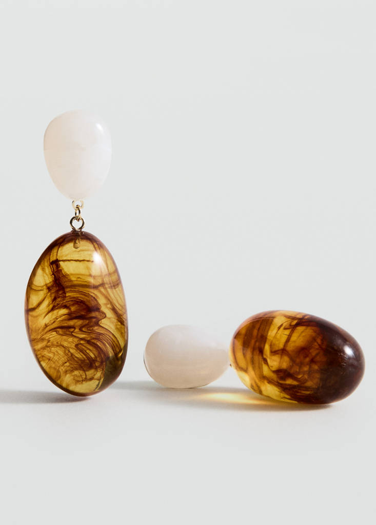 Mixed pendant earrings — Brown