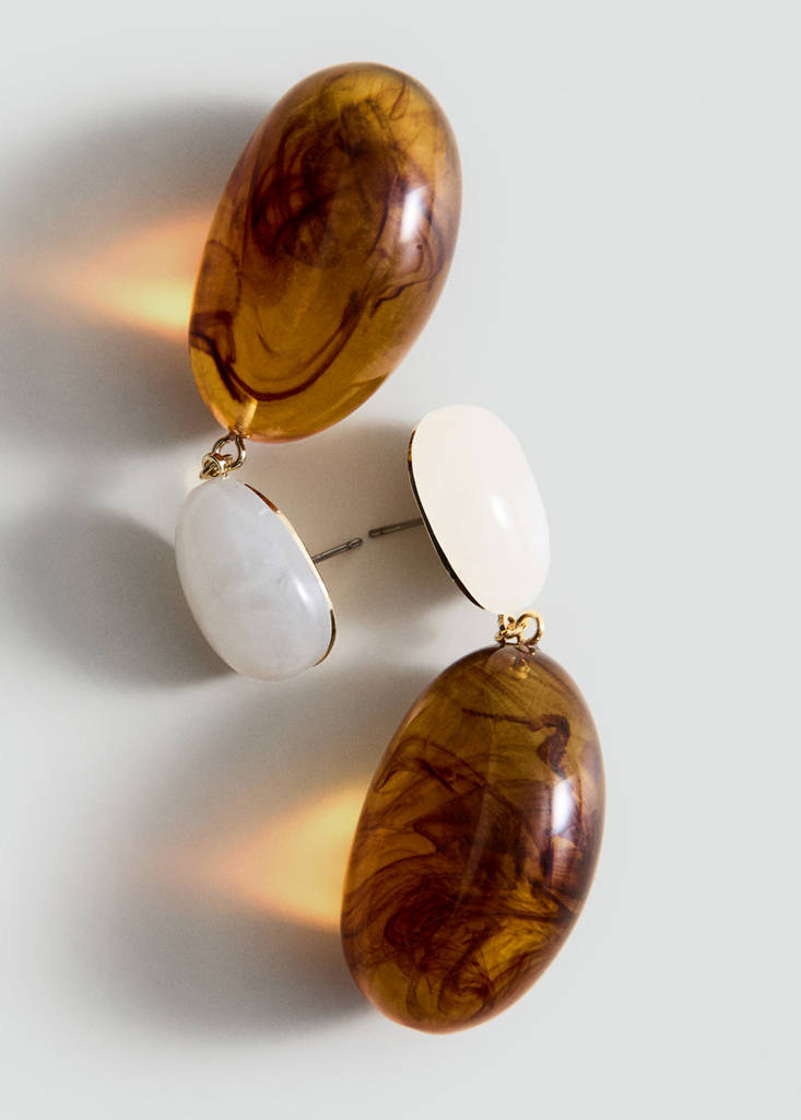 Mixed pendant earrings — Brown