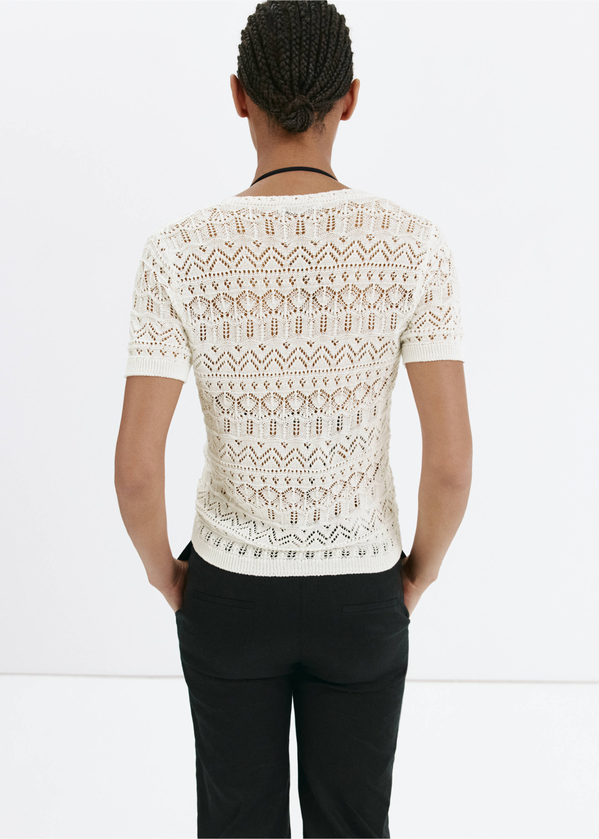 Cardigan sikan - Reverse of the article, Ecru. Ref: 37061383-00.
