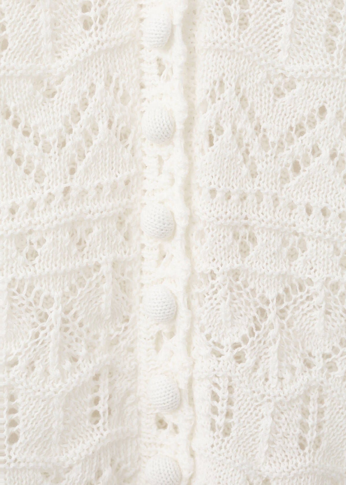 Short-sleeve openwork knit cardigan — Ecru