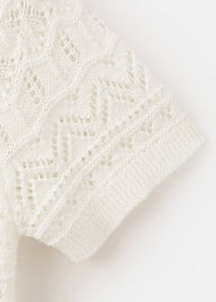 Short-sleeve openwork knit cardigan — Ecru 10