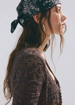 Short-sleeve openwork knit cardigan — Chocolate 4