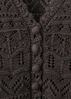 Short-sleeve openwork knit cardigan — Chocolate 7