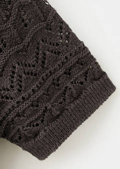 Short-sleeve openwork knit cardigan — Chocolate 8