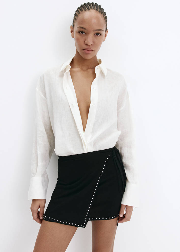 Studded wrap skirt — Black