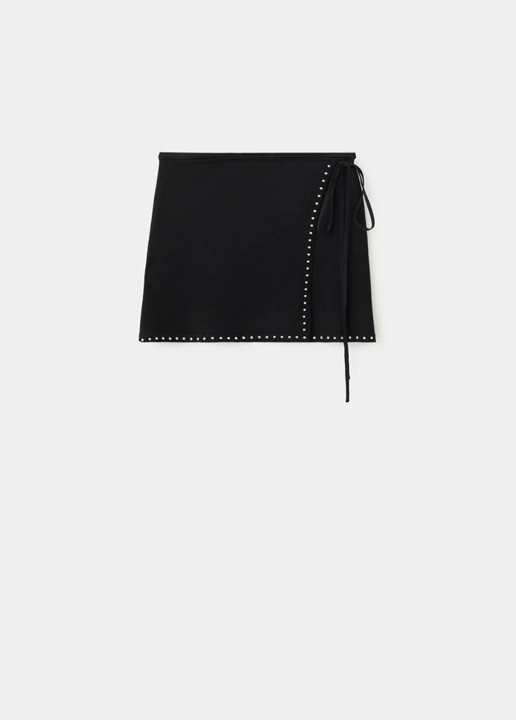 Studded wrap skirt — Black