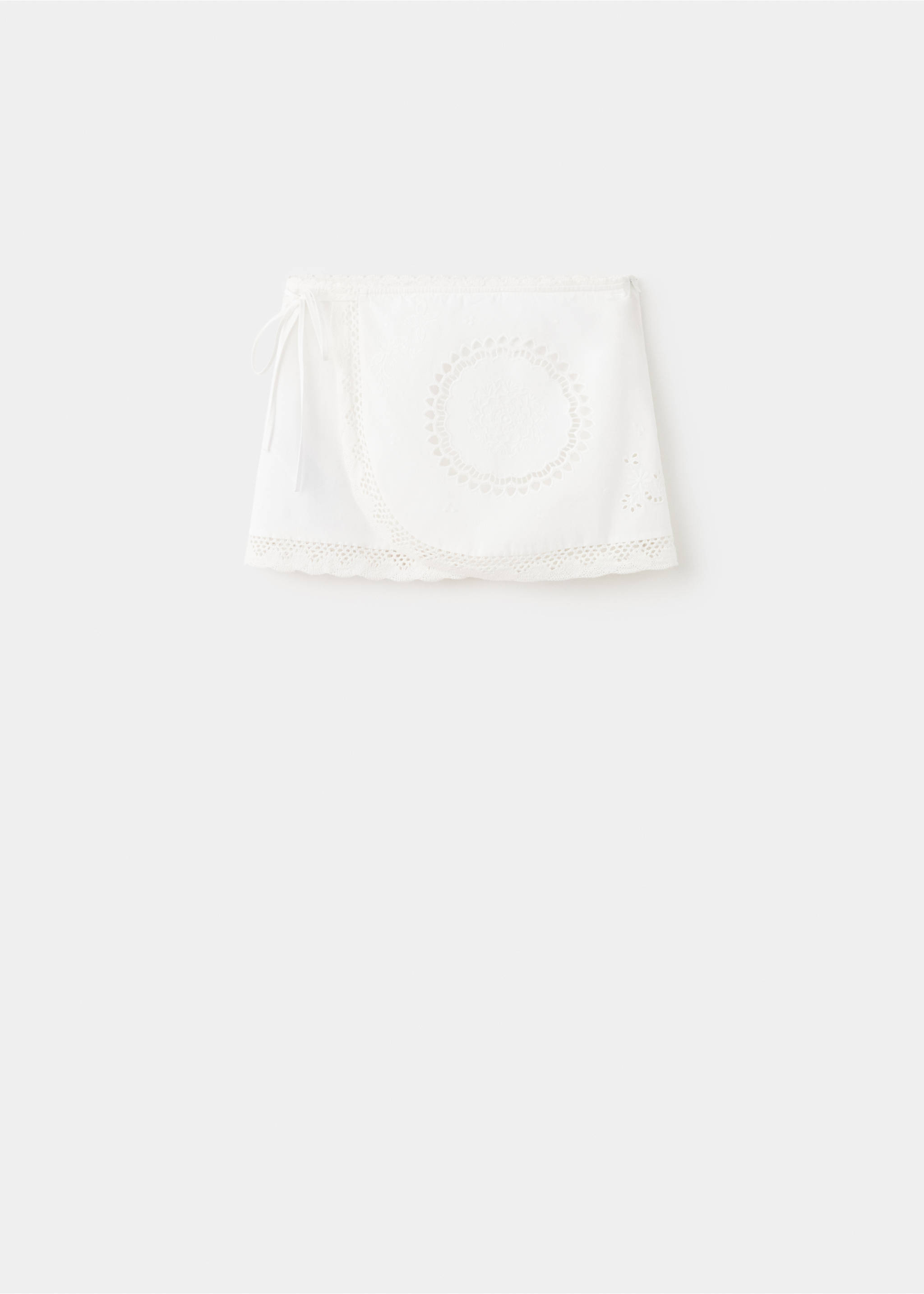 Cotton skirt with broderie anglaise embroidery - Article without model, White. Ref: 37061386-00.