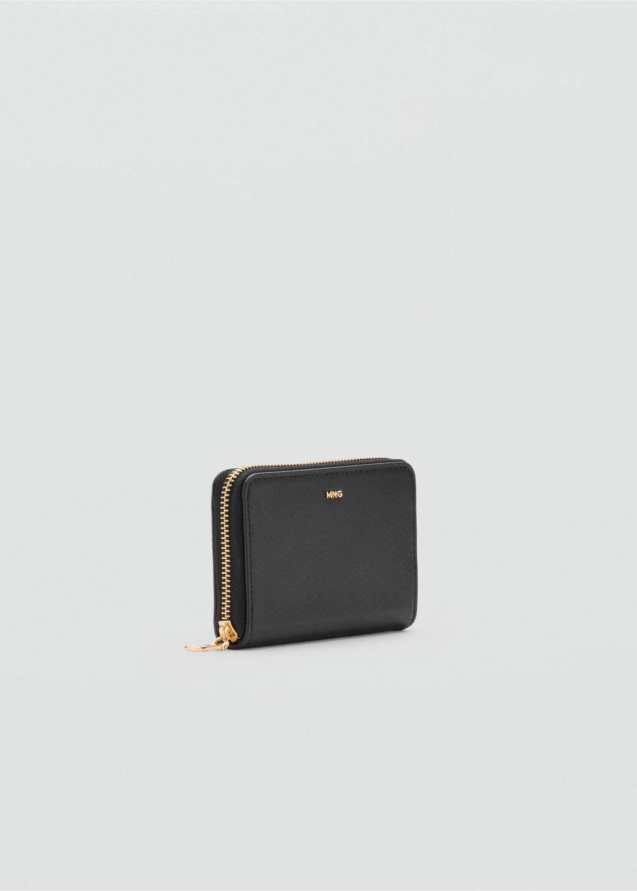 Billetera mediana efecto safiano - Plano medio, Negro. Ref: 37061387-00.